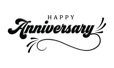 Happy Anniversary text. Beautiful greeting banner poster calligraphy inscription black text word. Hand drawn design. Handwritten modern brush lettering white background isolated vector