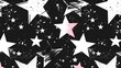 Minimalist aesthetic wallpaper with black and white stars and hard lines in a childish style.