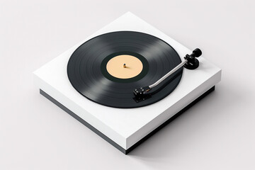 record player black and white turntable top view