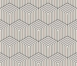 Vector minimal seamless pattern with hexagons, lines. Black and white abstract geometric background with hexagonal grid. Simple linear monochrome texture. Repeated design for decor, print, textile