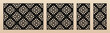 Decorative panels for laser cut. Vector stencils with abstract geometric pattern, floral grid, lattice, leaves ornament. Template for CNC, laser cutting of wood, metal. Aspect ratio 3:2, 1:1, 1:2