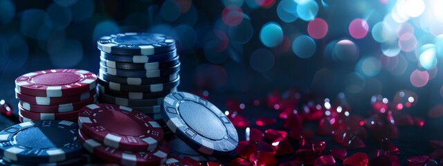 Wall Mural - a pile of poker chips sitting on top of each other on a table