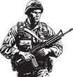 Rifle Guardian Tactical Vector Icon Strategic Protector Soldier with Rifle Emblem