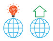 Globe earth with lighbulb and house icon