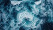 Aerial shot of the turbulent ocean waves from above, soft tones, fine details, high resolution, high detail, 32K Ultra HD, copyspace
