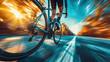 World bicycle day concept International holiday june 3, bicycle riding with fast moving blur effect background, banner, card, poster with text space