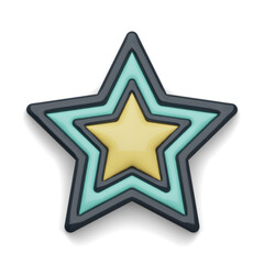 Multilayered star icon with alpha channel, 3D colored PNG.
