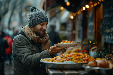 Canvas Print - A generous act of paying for a stranger's meal, spreading unexpected kindness and fostering a sense of unity among people. Concept of random acts of kindness. Generative Ai.