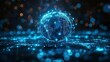 blue hologram globe with world map with glowing data streams, ai global communication networks, virtual reality simulations, geospatial data visualization, and interactive educational experience.
