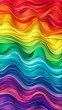 Vibrant rainbow flag with flowing waves of color in daytime light. Generative AI