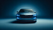 © ChristacilinCreative - A generic and brandless sleek blue model car on a blue background