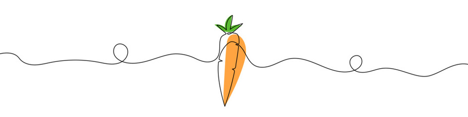 Wall Mural - continuous editable drawing of carrot icon. the carrot symbol in one line style.