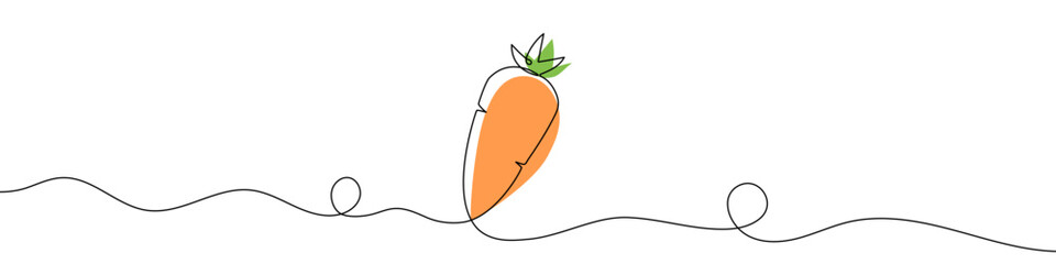 Wall Mural - continuous editable drawing of carrot icon. the carrot symbol in one line style.