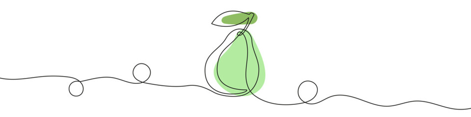 Wall Mural - Continuous editable drawing of pear icon. Pear symbol in one line style.