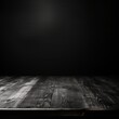 Black background with a wooden table, product display template. black background with a wood floor. Black and white photo of an empty room for presentation