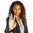 Young Woman Gesturing Stop With Hand