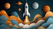© TEERAPONG - Dreamy space journey illustration with a friendly rocket, ideal for creative wallpapers and educational materials