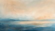 Abstract oil, empty horizon, warm beige and blue, evening, panoramic view, tranquil divide. -