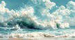 Modern illustration of sea waves at a beach during summer