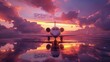 Dramatic Sunset: Capture the private jet against a backdrop of vibrant colors during sunset, with the sky painted in hues of orange, pink, and purple. Generative AI