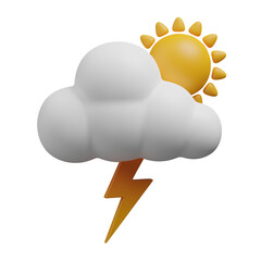3d render cloud-thunder day illustration