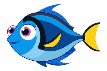 Canvas Print - blue tang fish vector illustration