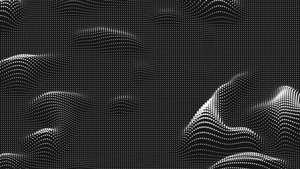 Poster - Point wave bump texture. Abstract dot background. Technological cyberspace background.