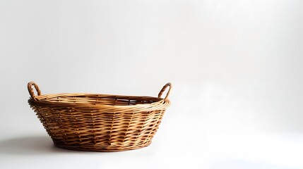 set of straw wicker classic retro basket for home bread and food or decoration and picnic concepts, empty colorful stylish basket 