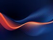 Dark gradient background with dots and wavy lines, an indigo, orange and blue gradient, vector illustration in the style of flat design