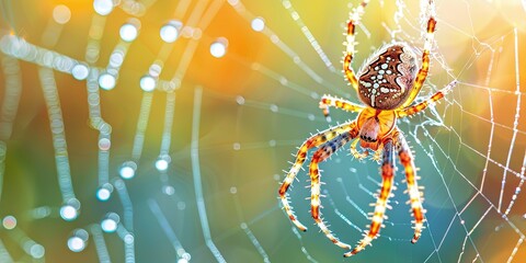 photo of spider crawling on web