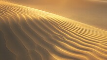 A Vast Sandy Desert At Sunrise, Wind-sculpted Dunes Creating Soft Patterns And Lines