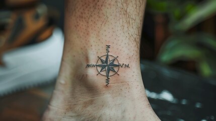 nestled on their ankle a small tattoo of a compass serves as a reminder to always follow their true 