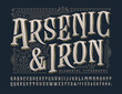 © Mysterylab - Arsenic and Iron is an ornate old-word alphabet with victorian and art deco elements and effects.