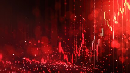 Poster - The red crashing market volatility of crypto trading with technical graph and indicator, red candlesticks going down without resistance, market fear and downtrend. Cryptocurrency background concept.
