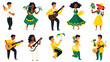 Vector image set of 12 icons of brazilian culture w