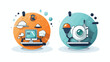 Vector image set of 2 internet icons with white background