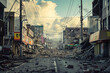 Solitude of Asian urban location devastated by an earthquake