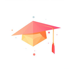 Sticker - flat vector illustration of a graduation hat, stylised, abstract, minimal, clean design, web design, graphic design,generative ai