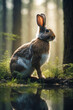 Rabbit in the summer forest.