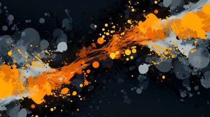 Sticker - color splashes water illustration with yellow blue orange and black flakes