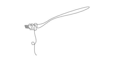 Aufkleber - Fork with pasta in One Continuous line drawing. Italian spaghetti noodle for web banner and food delivery service in simple linear style. Editable stroke. Doodle Vector illustration