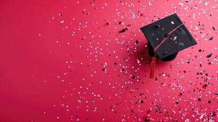 Student cap, graduation cap, diploma, banner: a triumphant celebration marking the end of the school year, embracing academic achievement and success with the issuance of diploma certificates.
