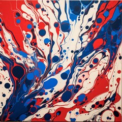 Poster - abstract red, white and blue image, in the style of marbleized, bold outline, lyon school, animal intensity