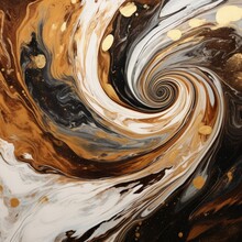 Abstract Swirly Art With An Brown , White And Black Theme, In The Style Of Marble