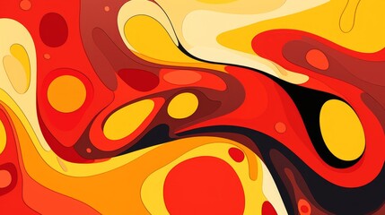 Sticker - abstract red and yellow design illustration, in the style of expressive lines, colorful biomorphic forms