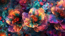 Step Into A Dreamlike World Where Bright Vivid Flowers Explode Into A Kaleidoscope Of Mesmerizing Patterns.