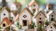 © Justlight - Blank mockup of a miniature birdhouse village with multiple charming houses. .