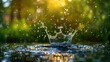 Photo water splash in a beautiful natural blur background , Generative ai,