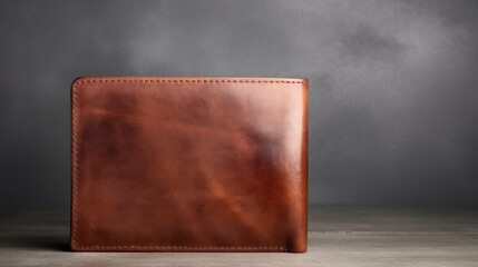 Poster - A brown wallet against a gray background