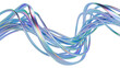 Abstract twisted metallic wires. Isolated holographic cables for technology design. 3D rendered art.